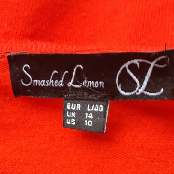 Womens Cropped Knit Cardigan Red US 10 Button Front Smashed Lemon Amsterdam - Picture 3 of 5